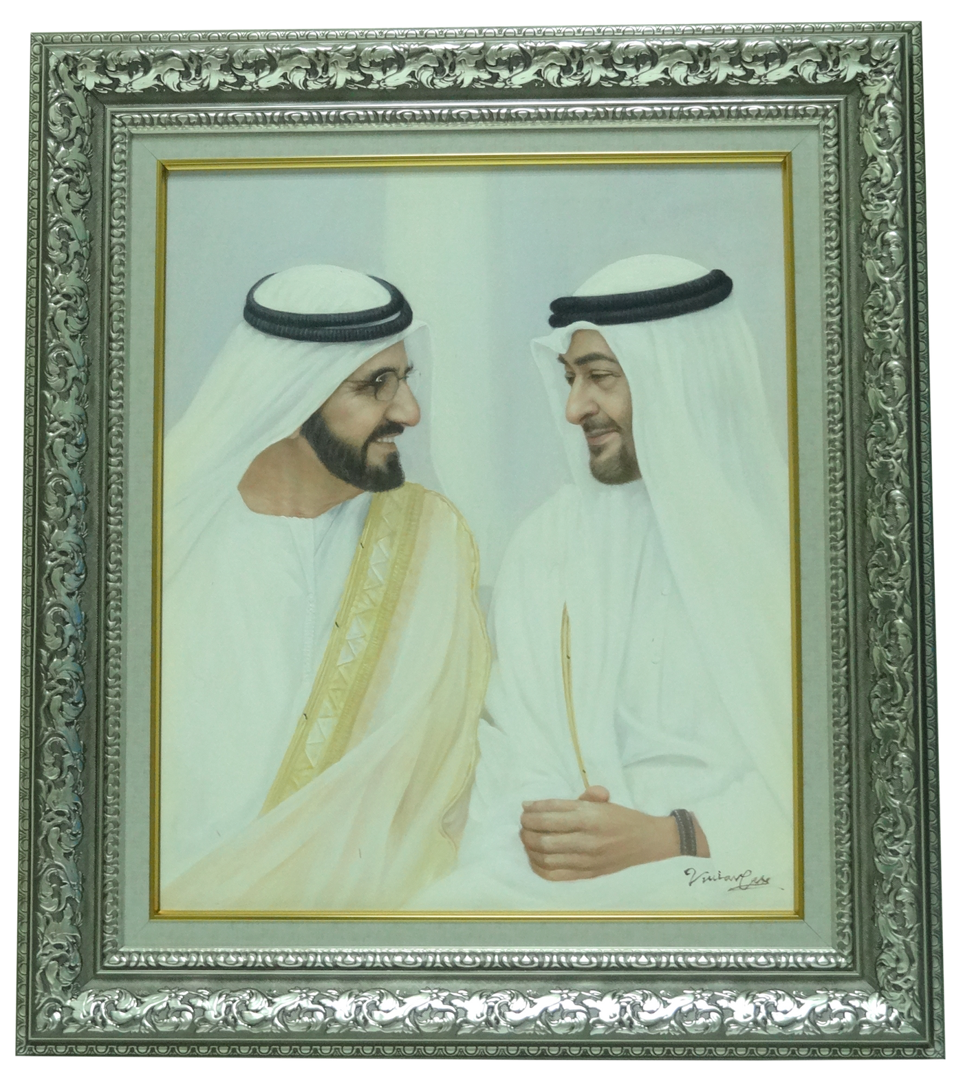 Sheikh Mohammed with Sheikh Al Nahyan Oil Painting