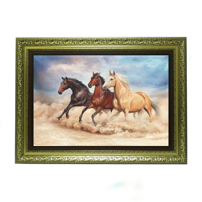 Horses Running at Desert Dust Oil Painting