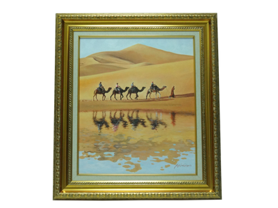 Camels Travelling in Desert