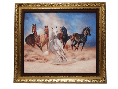 Horses Running with Blue Sky Oil Painting