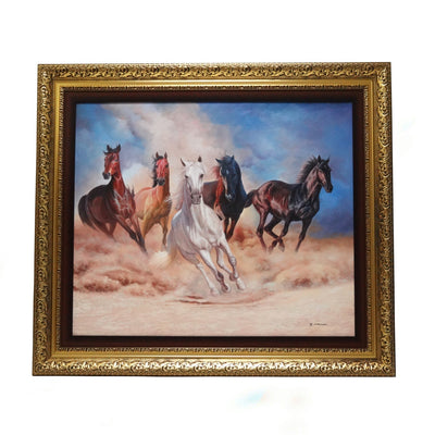 Horses Running with Blue Sky Oil Painting