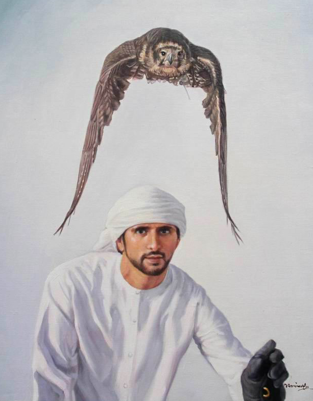 Sheikh Fazza with Flying Falcon